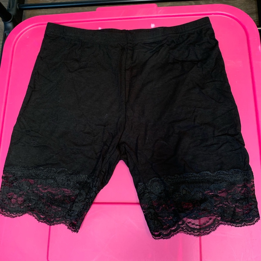 SheIn Black Biker Shorts with Lace
